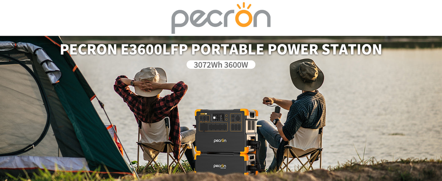 Pecron E3600 LFP Portable Power Station - 3072Wh, 3600W Output, LiFePO4 Battery, Rapid Charging, IPS Touchscreen, Battery for RVs, Camping, Off-Grid Living & Emergency Backup - RVPowerEssentials.com