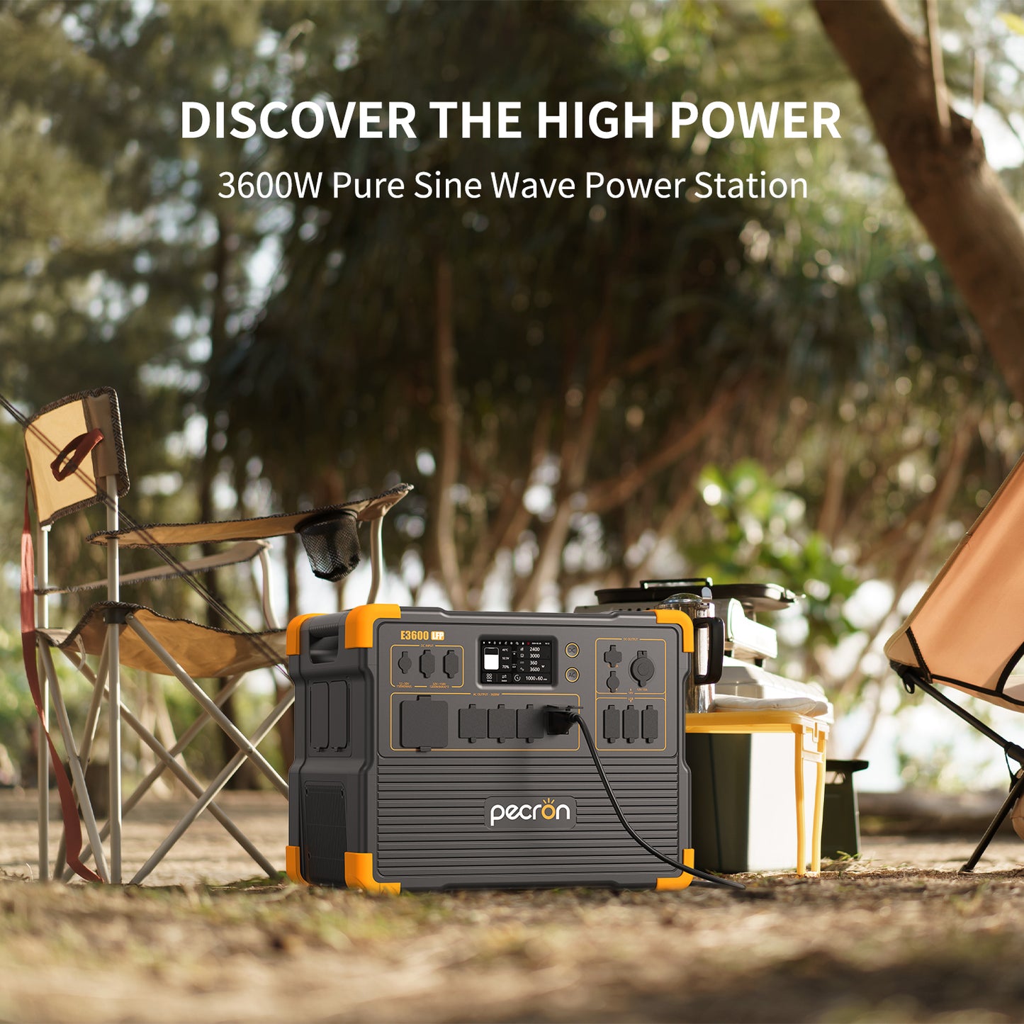 Pecron E3600 LFP Portable Power Station - 3072Wh, 3600W Output, LiFePO4 Battery, Rapid Charging, IPS Touchscreen, Battery for RVs, Camping, Off-Grid Living & Emergency Backup - RVPowerEssentials.com