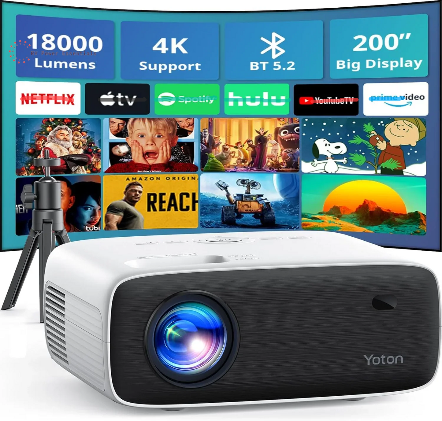 Yoton YT Mini Projector – 1080P Full HD, WiFi & Bluetooth, Portable LCD Home Theater