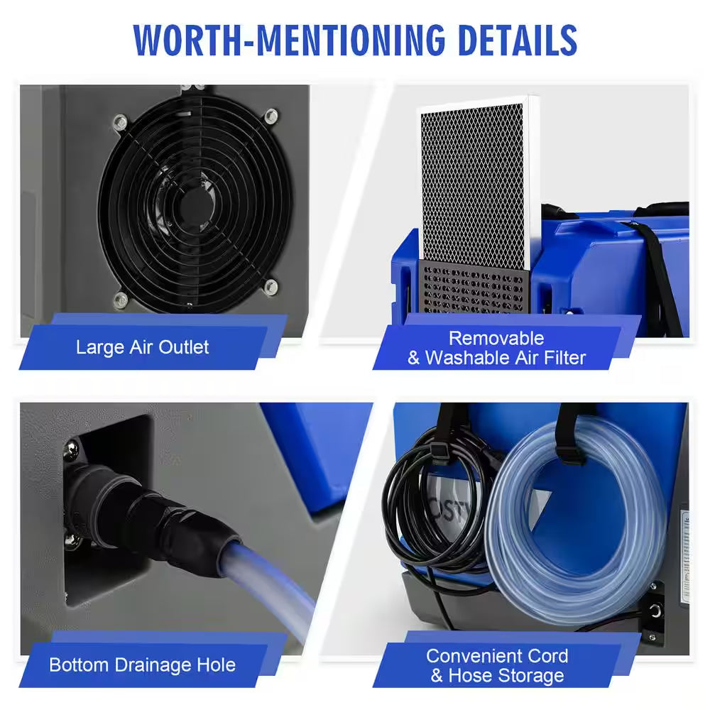 180-Pint Bucketless Dehumidifier Commercial Dehumidifier Industrial Dehumidifier with Pump & Drain Hose