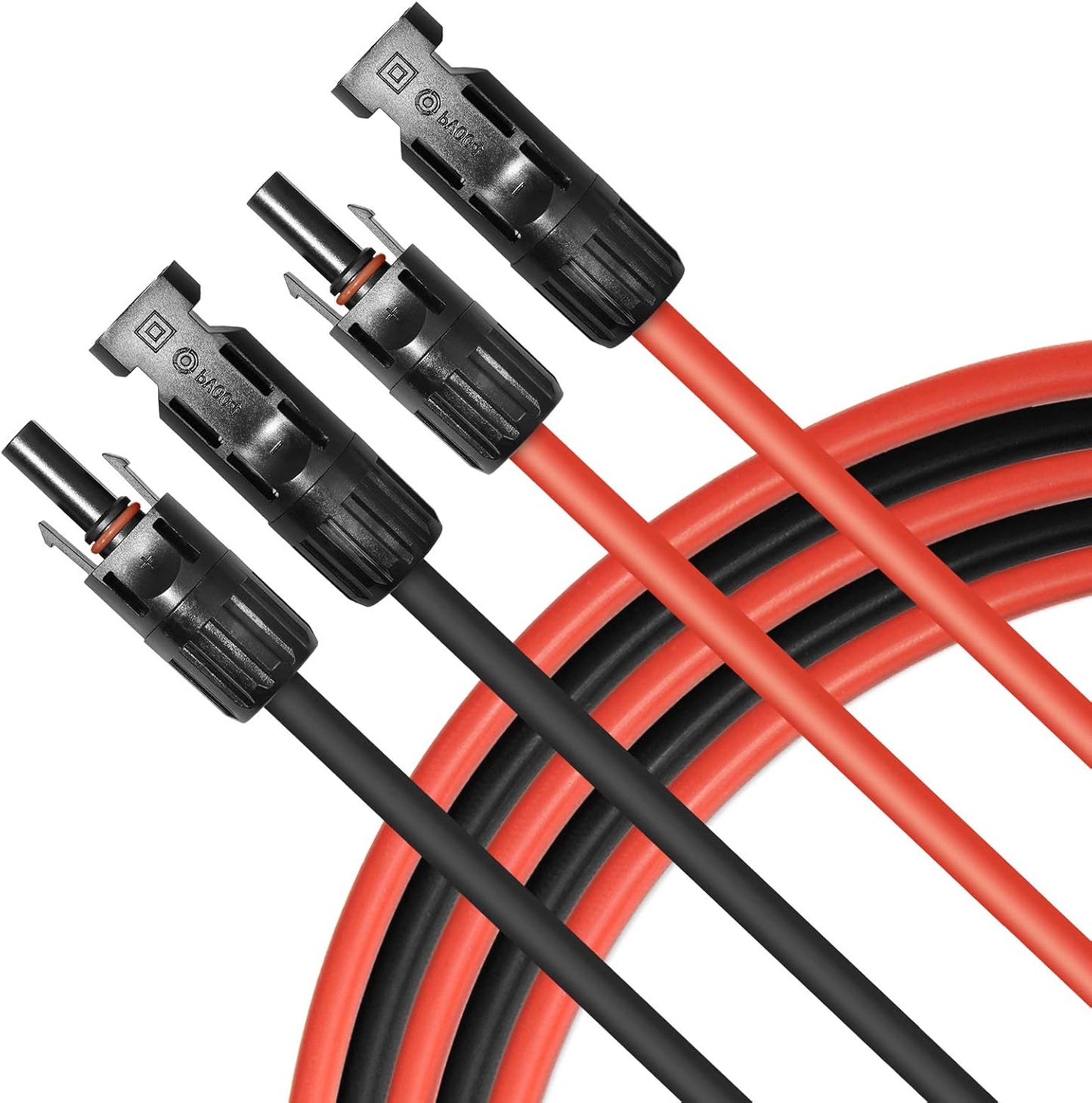 5FT Black + Red 10Awg(6Mm²) Solar Panel Extension Cable Wire, Solar Adaptor Cable with Female and Male Connector - Set of 2