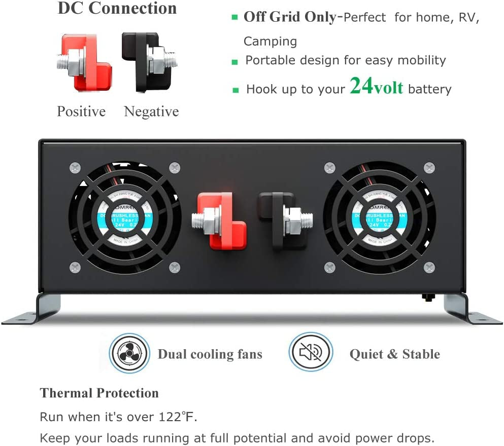 3500W Pure Sine Wave Solar Power Inverter Generator 24V DC to 120V AC Converter Car Inverter