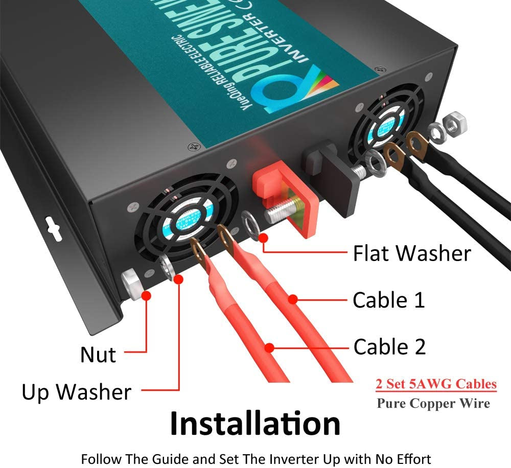 3500W Pure Sine Wave Solar Power Inverter Generator 24V DC to 120V AC Converter Car Inverter