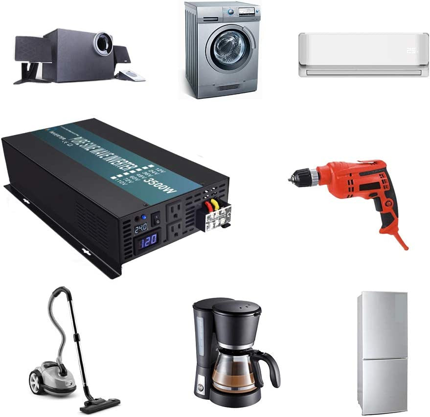 3500W Pure Sine Wave Solar Power Inverter Generator 24V DC to 120V AC Converter Car Inverter