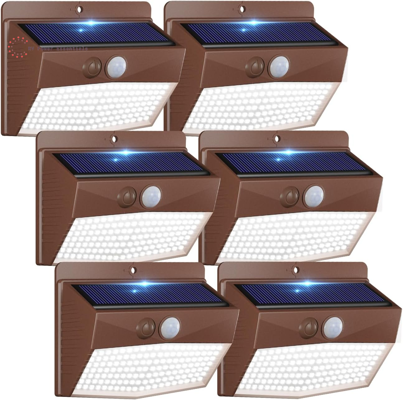6-Pack Solar-Powered Motion Lights | Rugged, Waterproof Outdoor Lighting for RVs, Campsites, Decks & Gardens | 3 Lighting Modes for Safety and Adventure