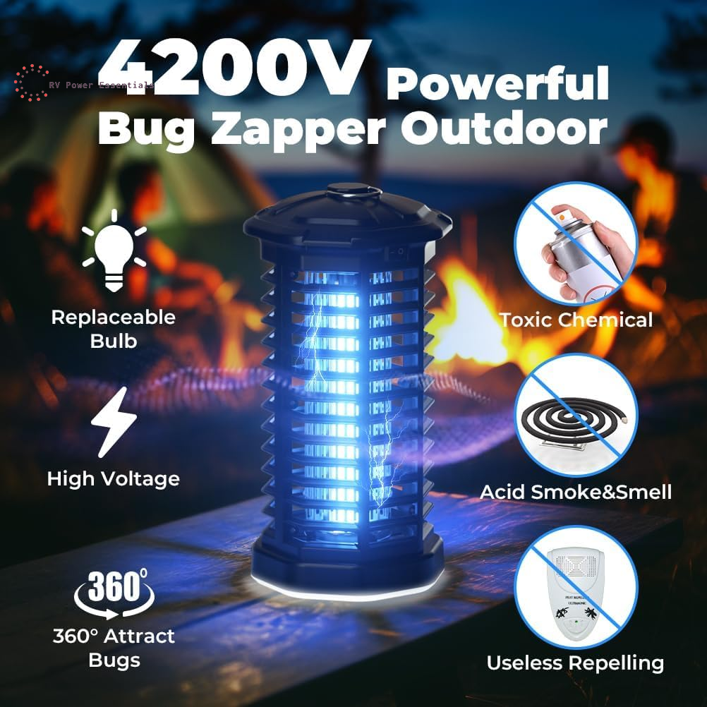 YISSVIC Bug Zapper Outdoor Indoor Waterproof Electric Mosquito Lamp Fly Zapper Killer Effective 4200V Plug in for Home Patio Office Courtyard