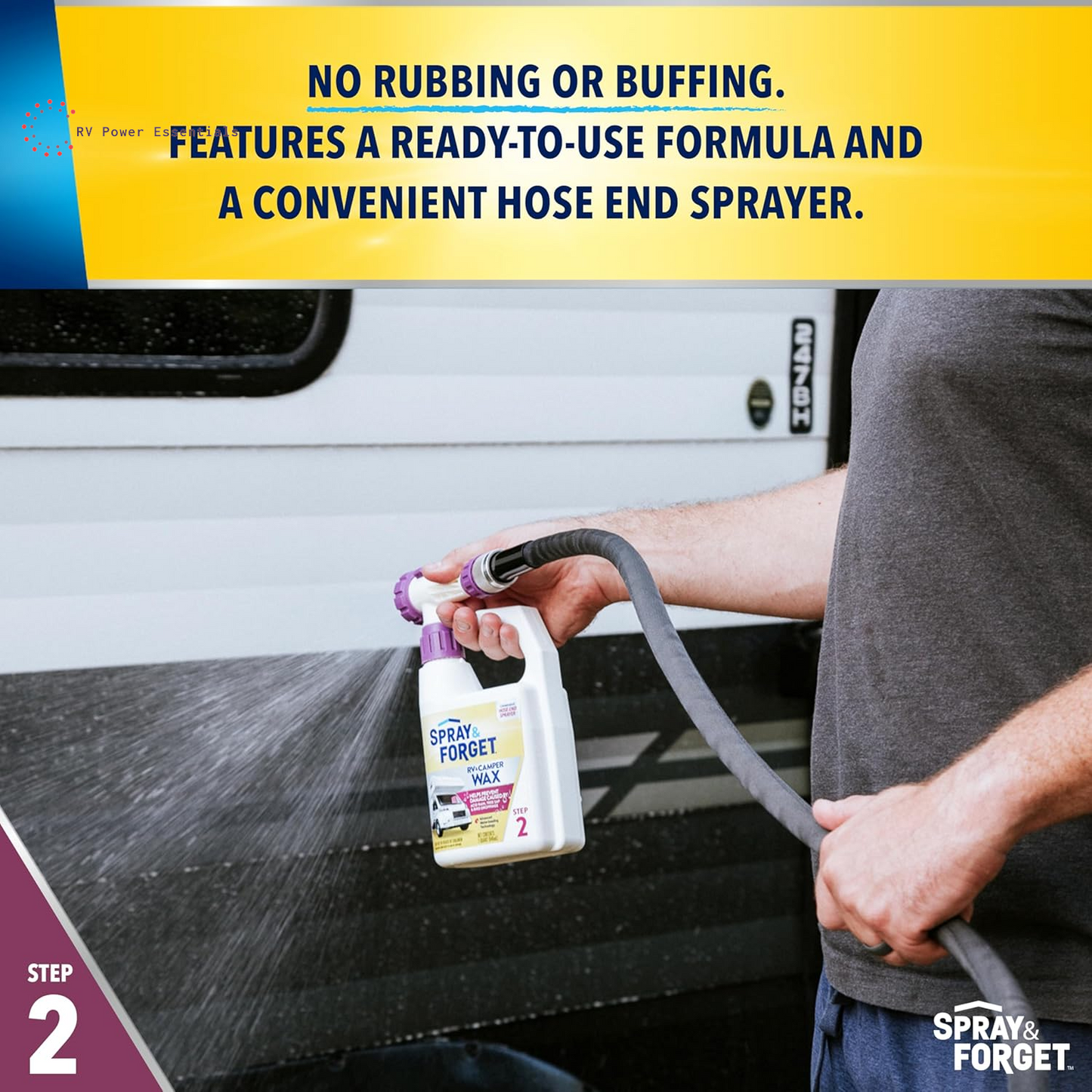 Spray & Forget RV & Camper Wash + Wax Combo | 2-Pack (1 Qt Each) Ready-to-Use Hose-End System | Cleans, Shines & Protects Your RV Exterior with Effortless Application