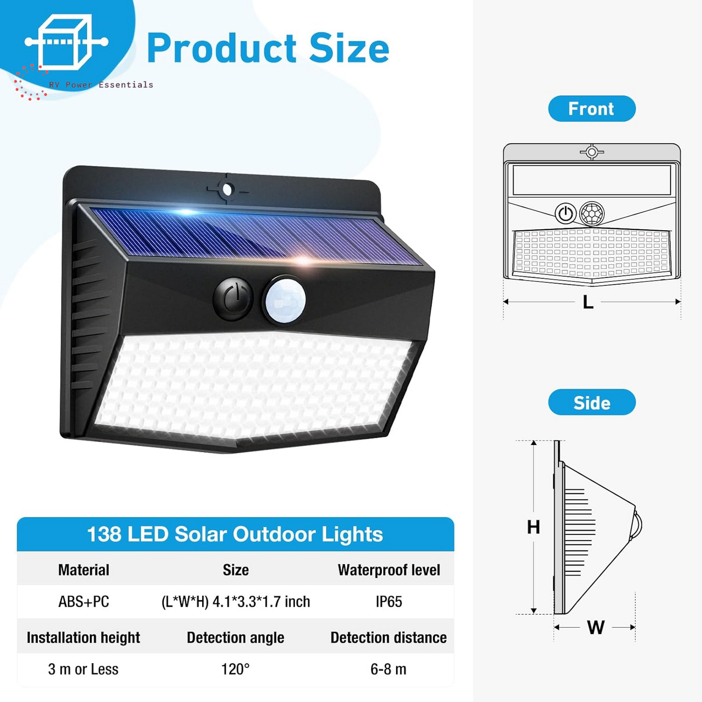 6-Pack Solar-Powered Motion Lights | Rugged, Waterproof Outdoor Lighting for RVs, Campsites, Decks & Gardens | 3 Lighting Modes for Safety and Adventure