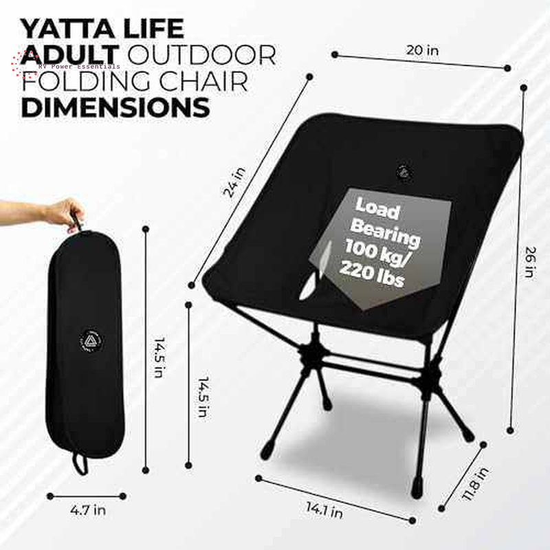 Low Back Ultralight Folding Camping Chair with Storage Pouch - Lightweight & Durable - RVPowerEssentials.com