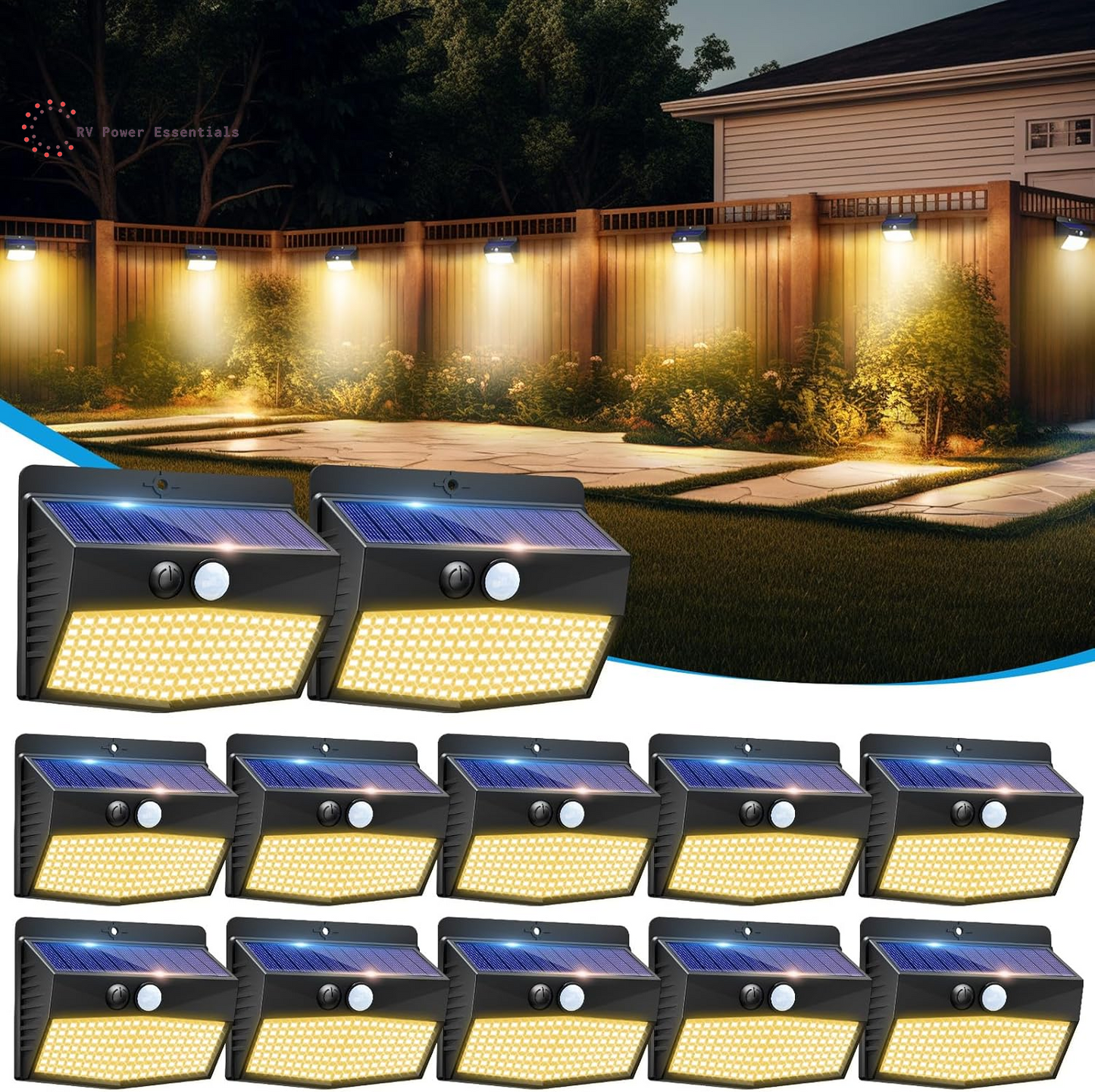 6-Pack Solar-Powered Motion Lights | Rugged, Waterproof Outdoor Lighting for RVs, Campsites, Decks & Gardens | 3 Lighting Modes for Safety and Adventure