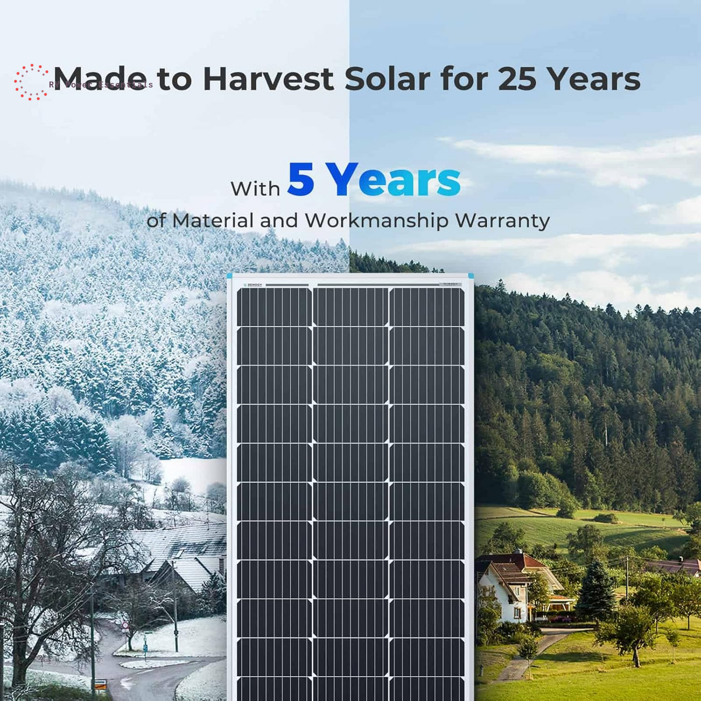 Renogy Solar Panel 100 Watt 12 Volt, High-Efficiency Monocrystalline PV Module Power Charger for RV Marine Rooftop Farm Battery and Other Off-Grid Applications, RNG-100D-SS, Single 100W