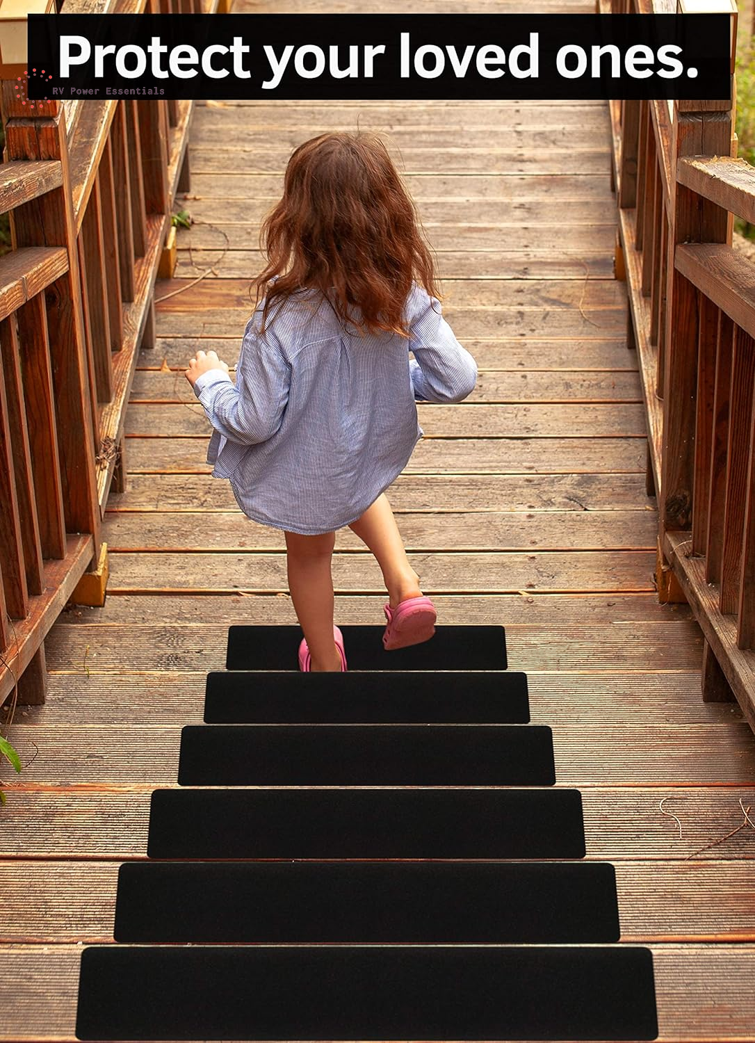 Non-Slip Outdoor Stair Tread Tape (10-Pack) | Heavy-Duty Black Anti-Slip Strips for RV Steps, Decks, and Outdoor Safety