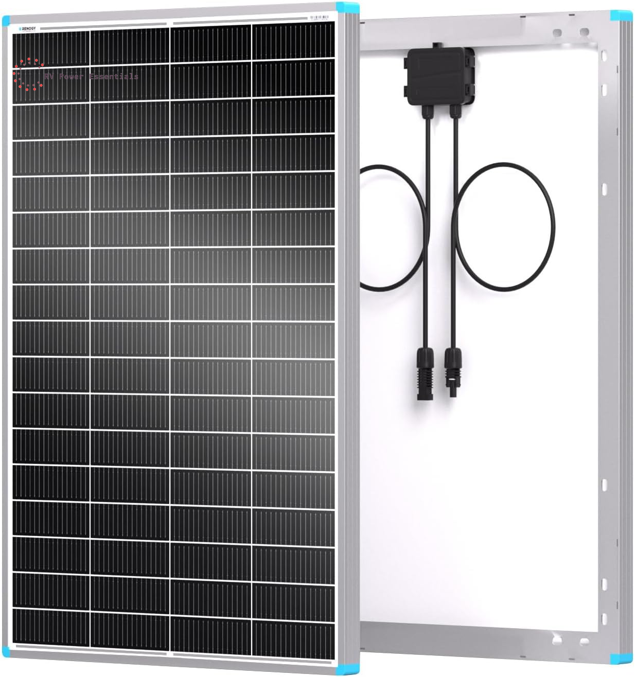 Renogy Solar Panel 100 Watt 12 Volt, High-Efficiency Monocrystalline PV Module Power Charger for RV Marine Rooftop Farm Battery and Other Off-Grid Applications, RNG-100D-SS, Single 100W