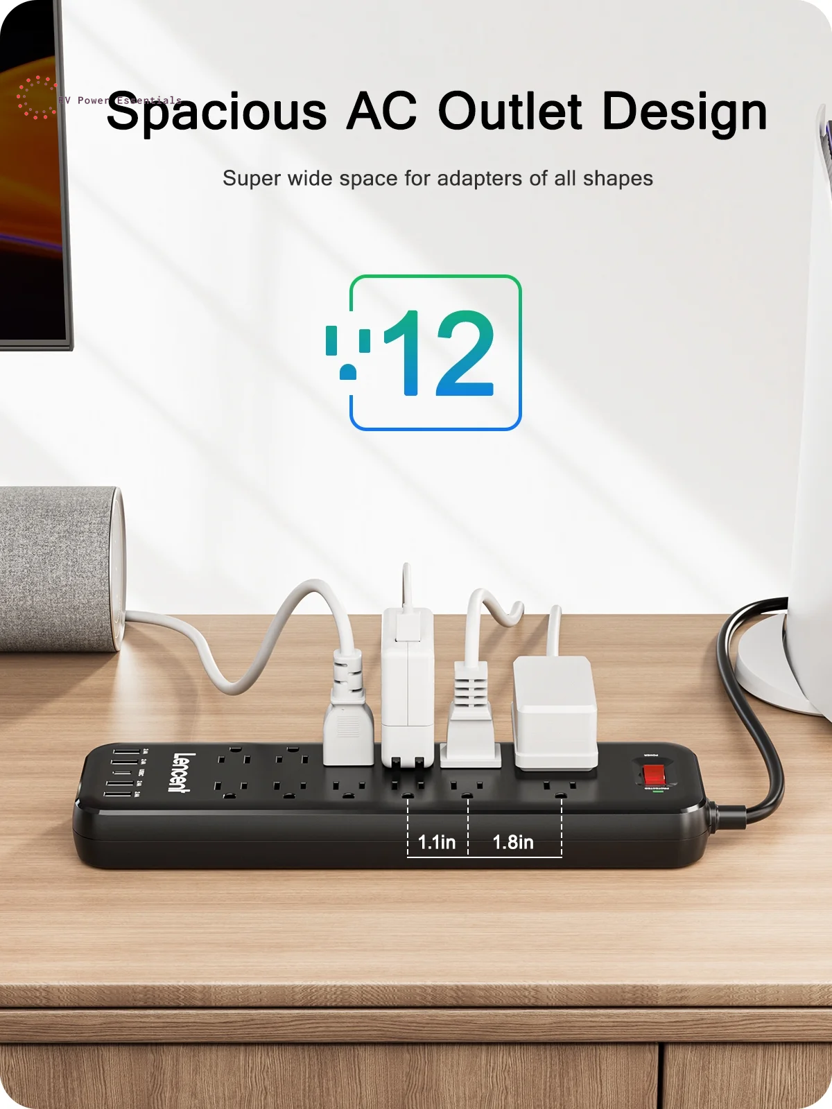 17 in 1 Surge Protector Power Strip, 1 Count Portable Modern Electrical Flat Plug Power Strip with 6 USB Ports, Compact Desk Charging Station for Home, Office & School, USB Power Outlet, Power Socket Extender