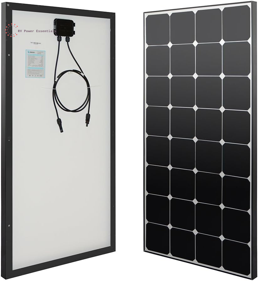 Renogy Solar Panel 100 Watt 12 Volt, High-Efficiency Monocrystalline PV Module Power Charger for RV Marine Rooftop Farm Battery and Other Off-Grid Applications, RNG-100D-SS, Single 100W
