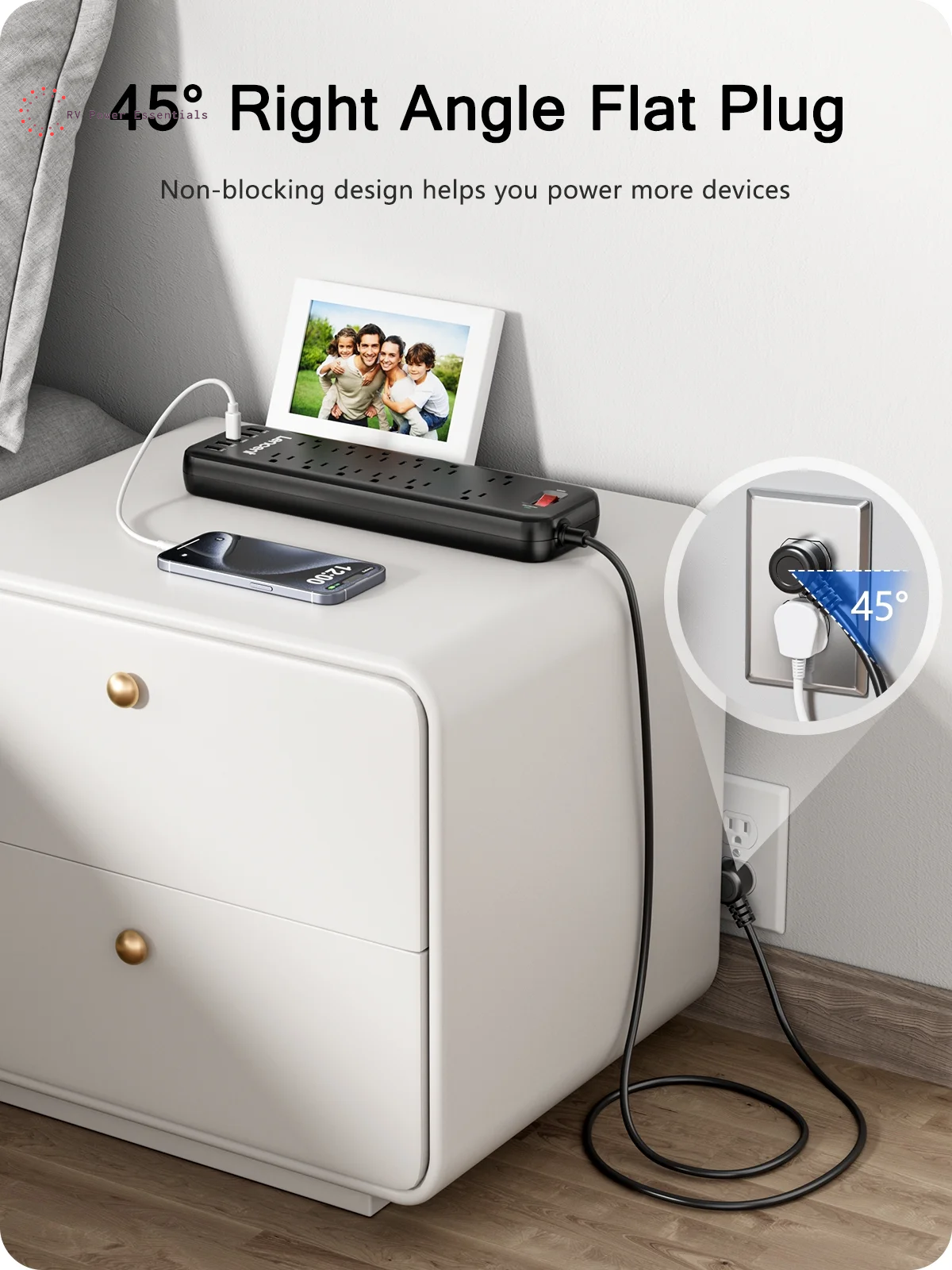 17 in 1 Surge Protector Power Strip, 1 Count Portable Modern Electrical Flat Plug Power Strip with 6 USB Ports, Compact Desk Charging Station for Home, Office & School, USB Power Outlet, Power Socket Extender