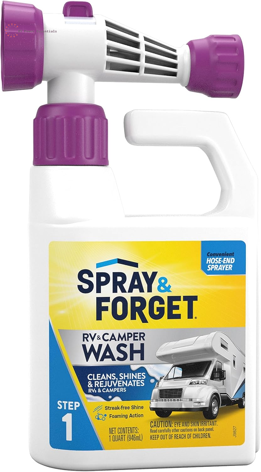 Spray & Forget RV & Camper Wash + Wax Combo | 2-Pack (1 Qt Each) Ready-to-Use Hose-End System | Cleans, Shines & Protects Your RV Exterior with Effortless Application