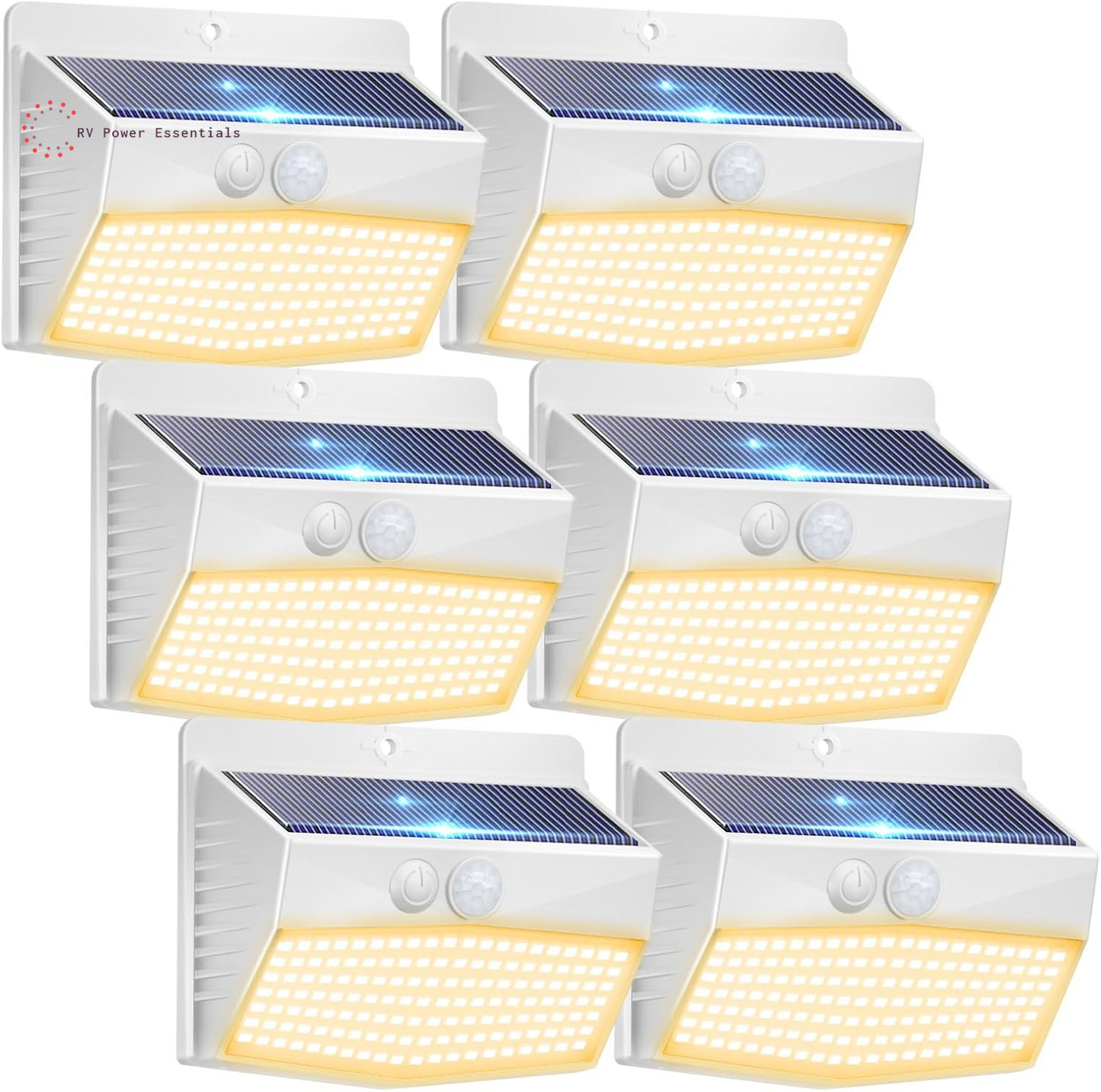 6-Pack Solar-Powered Motion Lights | Rugged, Waterproof Outdoor Lighting for RVs, Campsites, Decks & Gardens | 3 Lighting Modes for Safety and Adventure