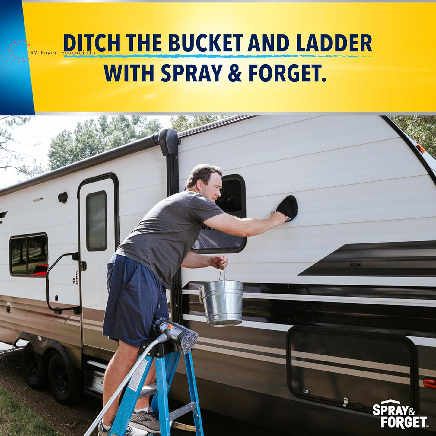 Spray & Forget RV & Camper Wash + Wax Combo | 2-Pack (1 Qt Each) Ready-to-Use Hose-End System | Cleans, Shines & Protects Your RV Exterior with Effortless Application
