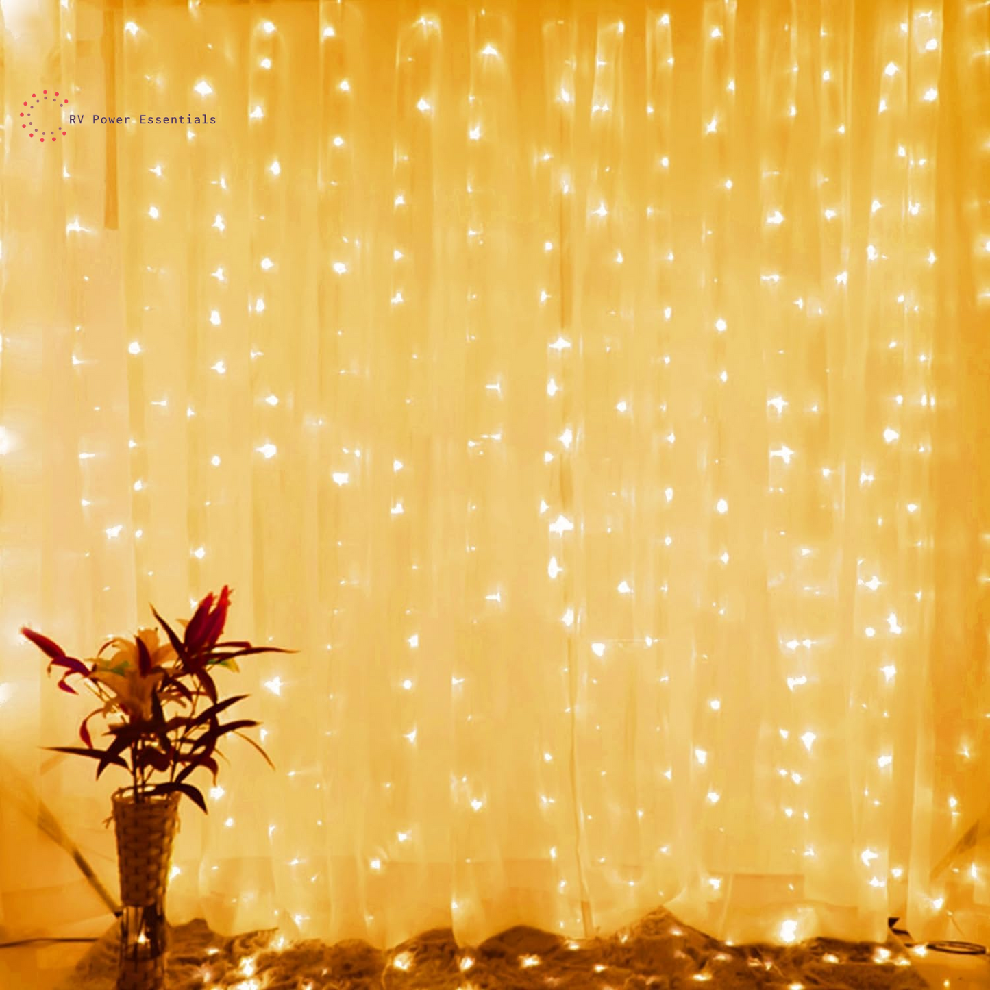 Brightown LED Curtain String Lights – Waterproof Hanging Lights with Remote & Timer, 8 Modes – RV Power Essentials