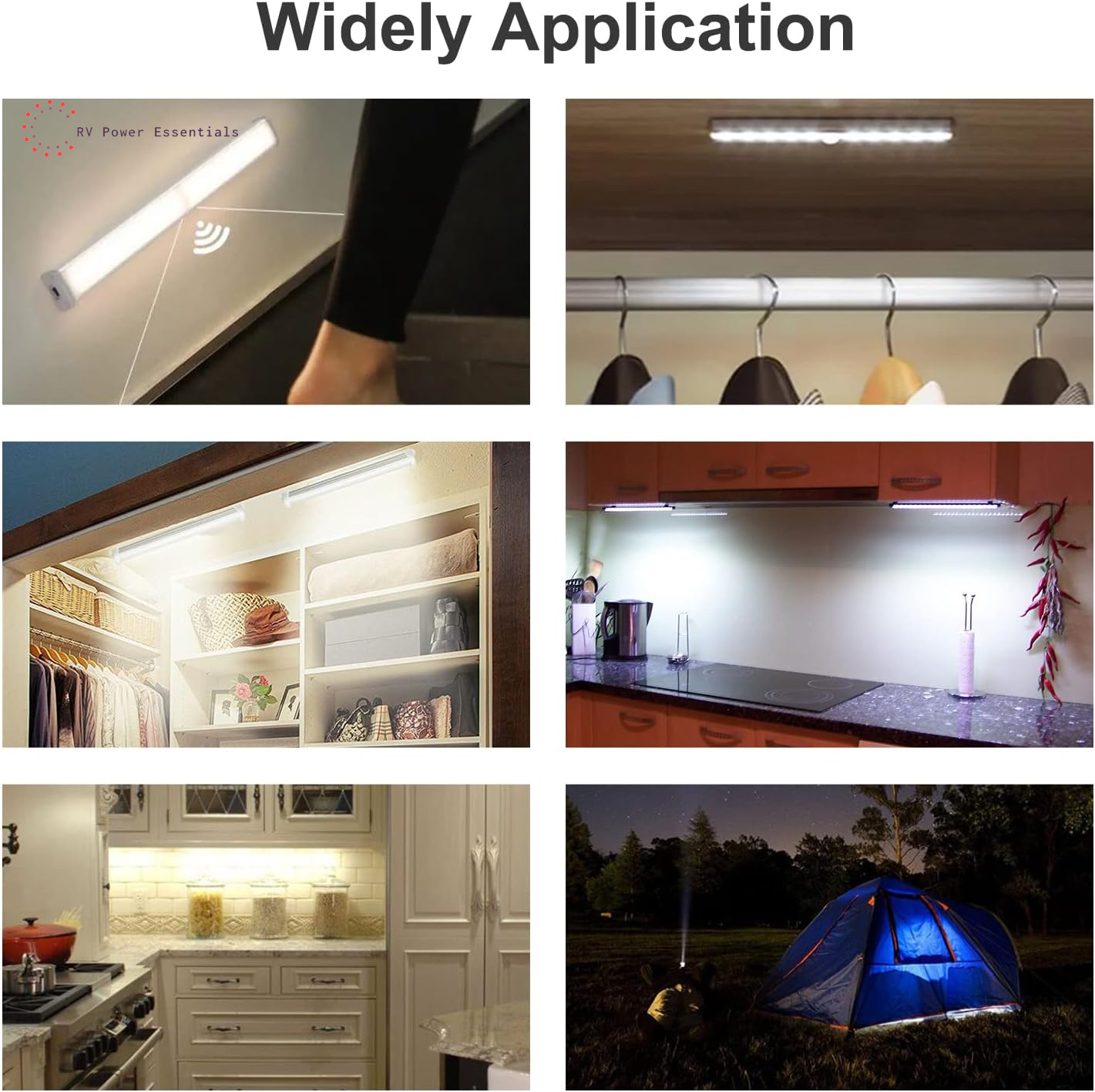 Motion Activated RV Step Lights – 10 LED Battery-Operated Motion Sensor Light Bar for Motorhomes, Travel Trailers & Campers (2 Pack)