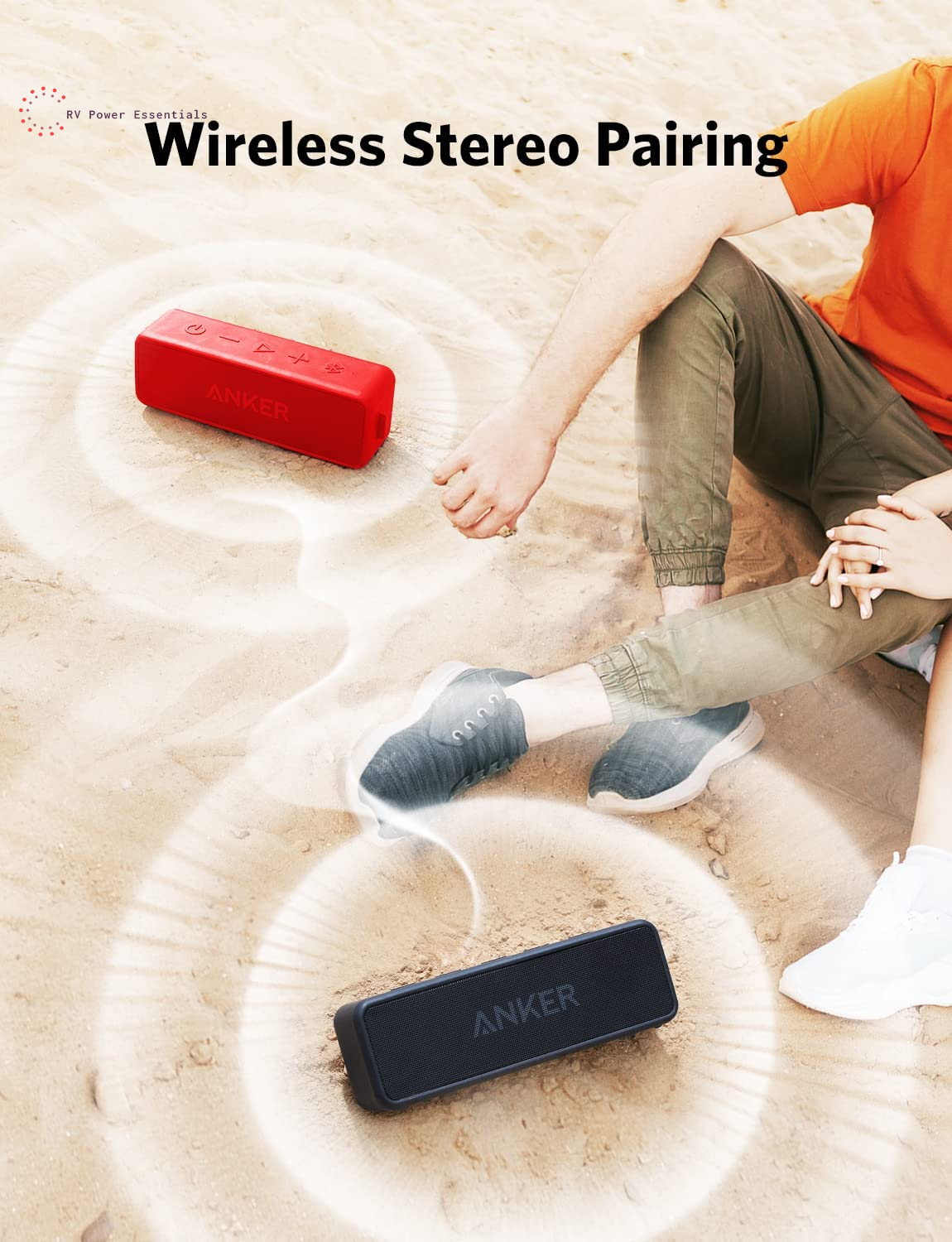 Anker Soundcore 2 Portable Bluetooth Speaker with Stereo Sound, Bluetooth 5, Bassup, IPX7 Waterproof, 24-Hour Playtime, Wireless Stereo Pairing, Speaker for Home, Outdoors, Travel