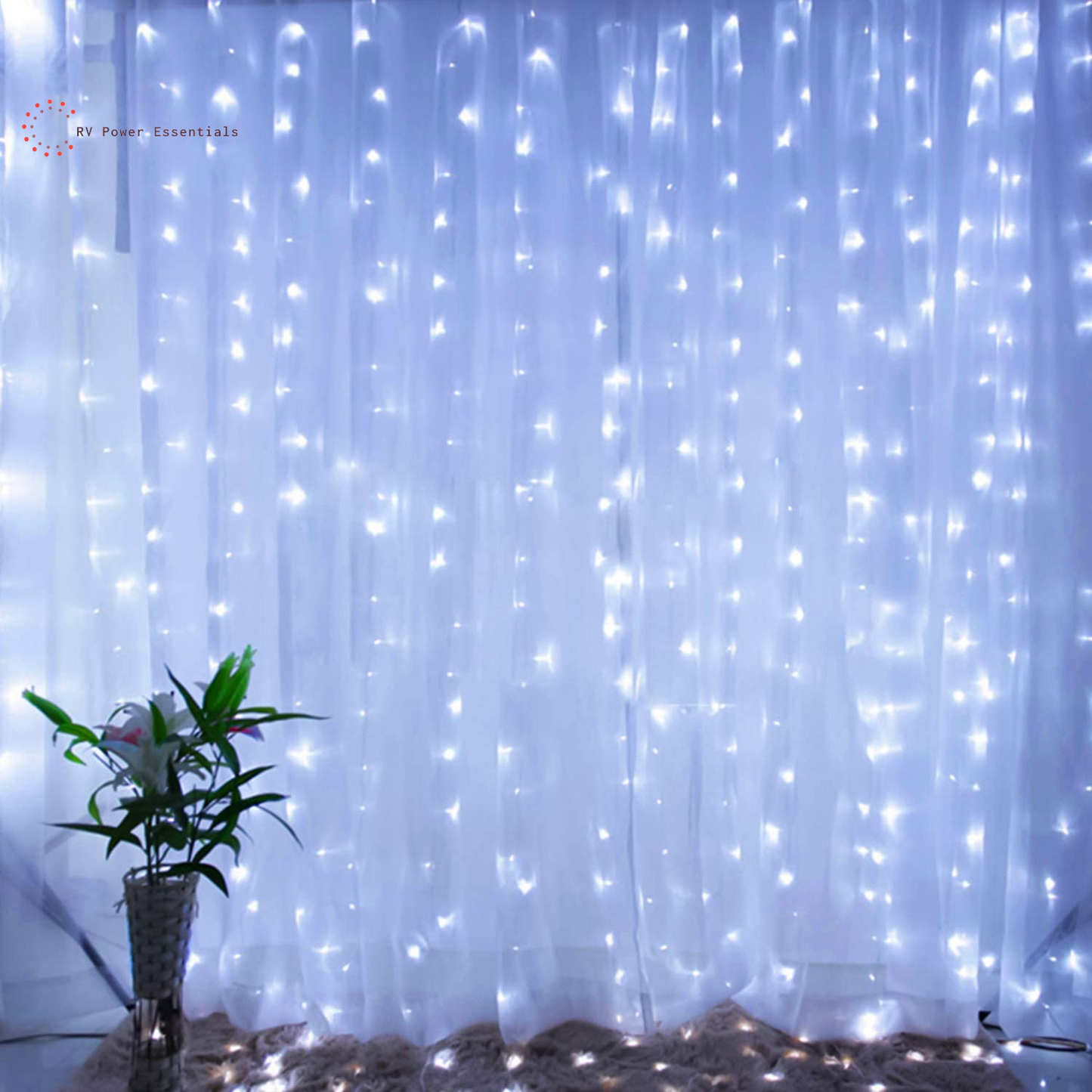 Brightown LED Curtain String Lights – Waterproof Hanging Lights with Remote & Timer, 8 Modes – RV Power Essentials