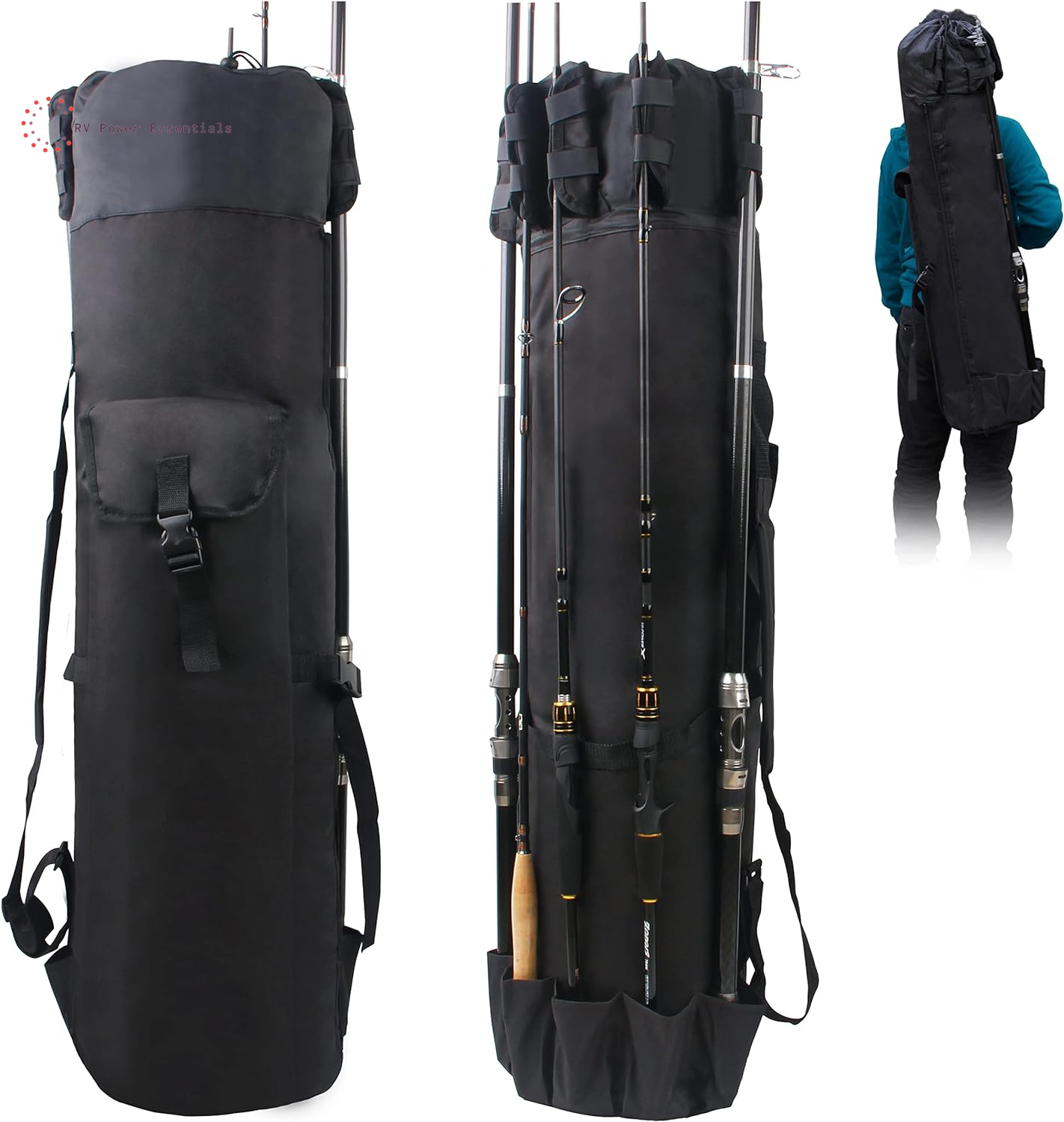 Multifunction Fishing Pole Bag - Waterproof Rod Reel Bag Carrier Case, Durable Canvas Tackle Large Storage Gift for Men Travel, Khaki