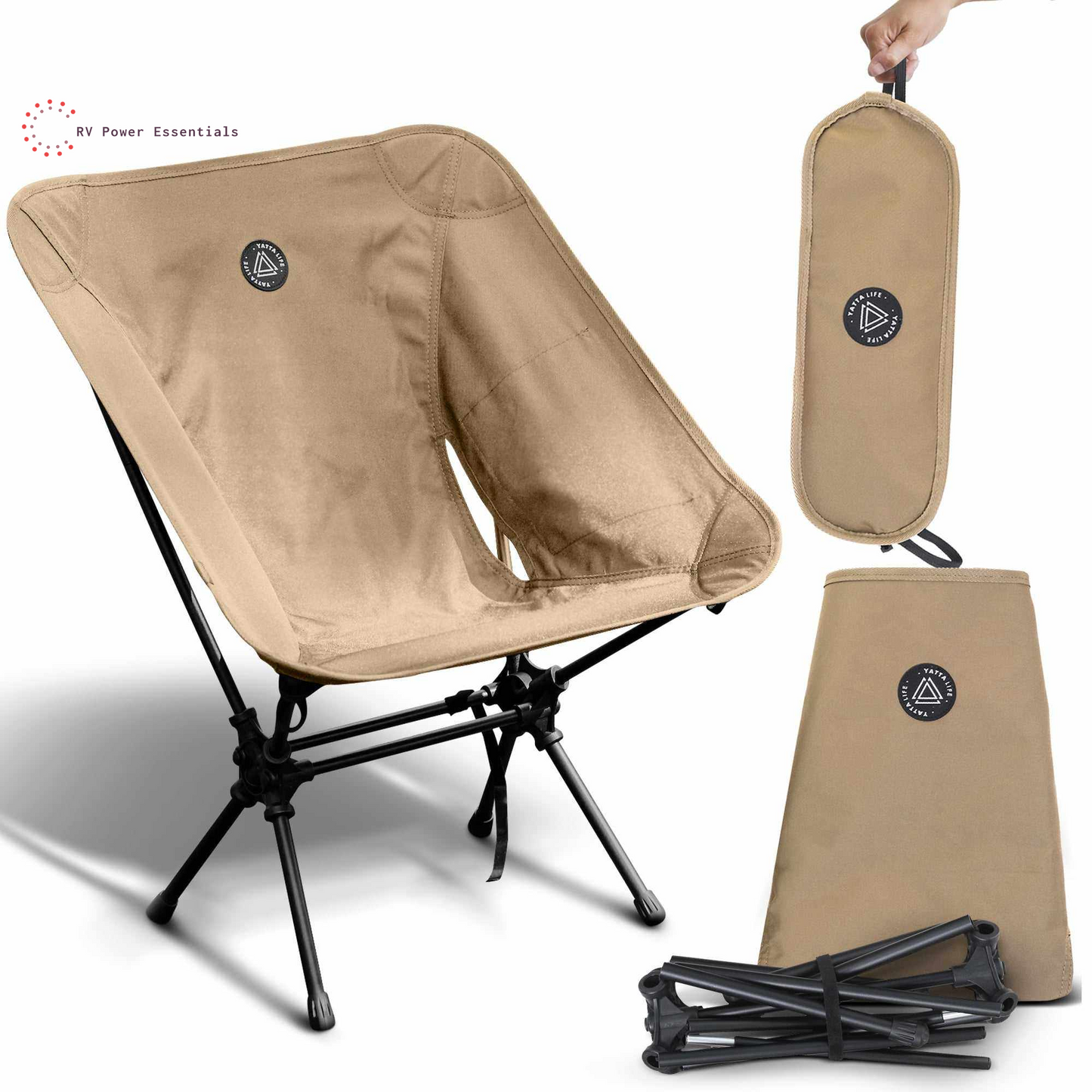 Low Back Ultralight Folding Camping Chair with Storage Pouch - Lightweight & Durable - RVPowerEssentials.com