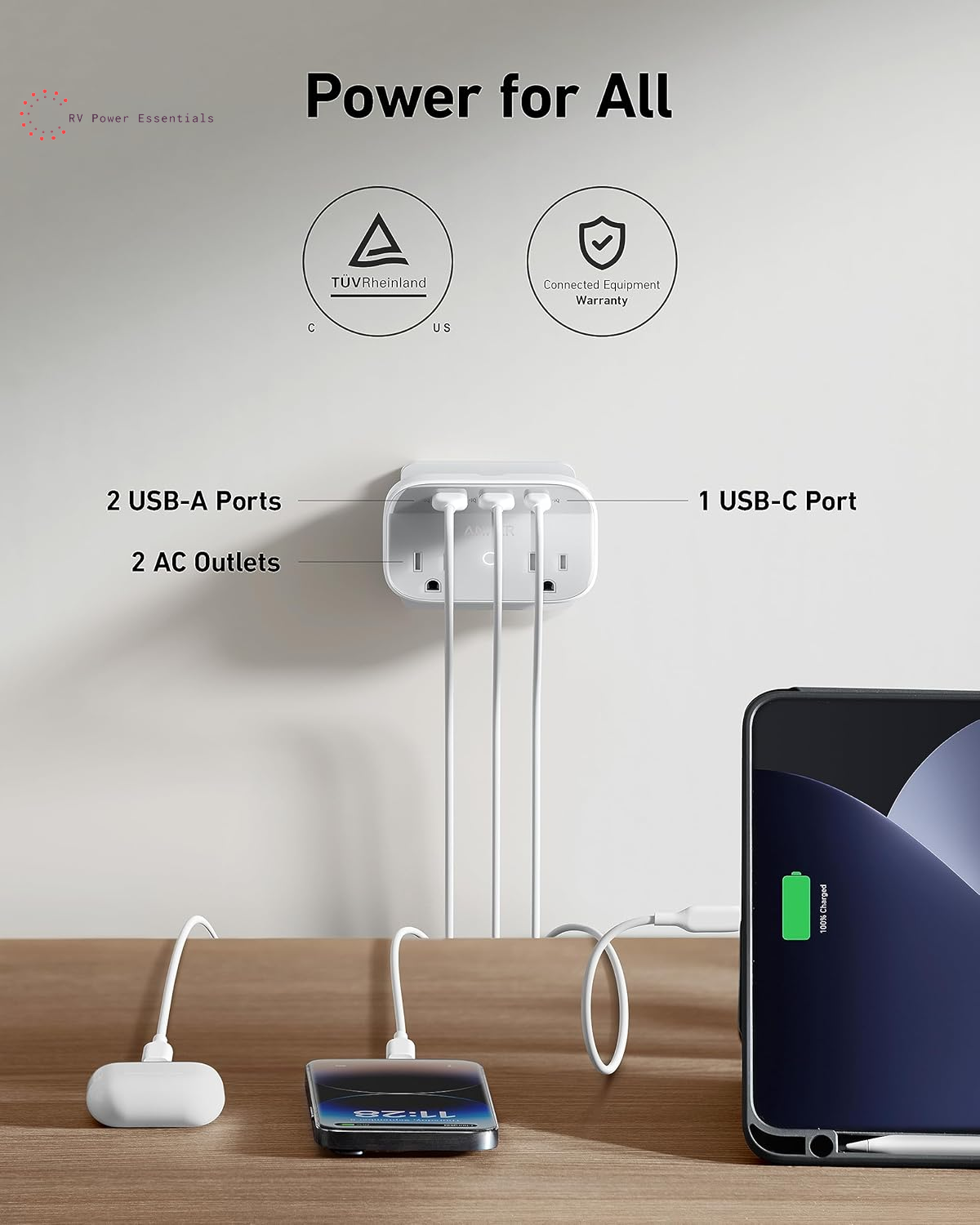 Anker Portable Outlet Extender with Foldable Plug, 5 Multi-Plug Outlet, High-Speed 30W USB C Power Delivery, Compatible with Iphone 15/15 Plus/15 Pro/15 Pro Max,Compact for Travel, Home, TUV Listed