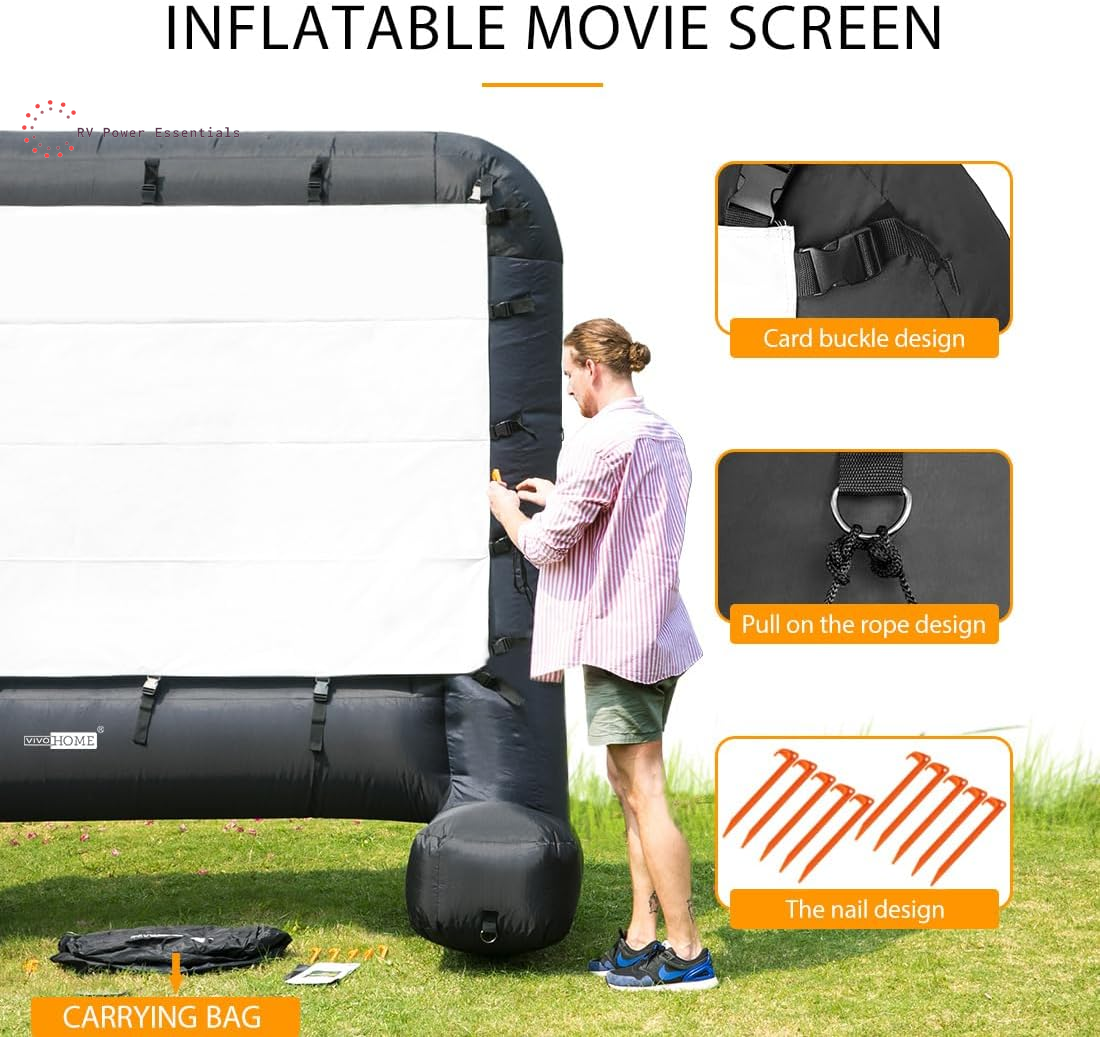 VIVOHOME 16FT Inflatable Outdoor Movie Screen – Mega Blow-Up Projector Screen with Carry Bag