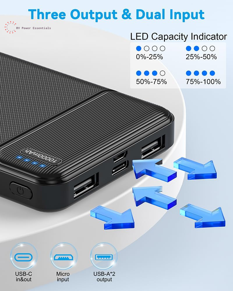 Asperx 2-Pack 10000Mah USB C Output Portable Charger Power Bank Fast Charging, Portable Phone Charger External Battery Pack for Iphone, Samsung, Google LG and Heated Vest