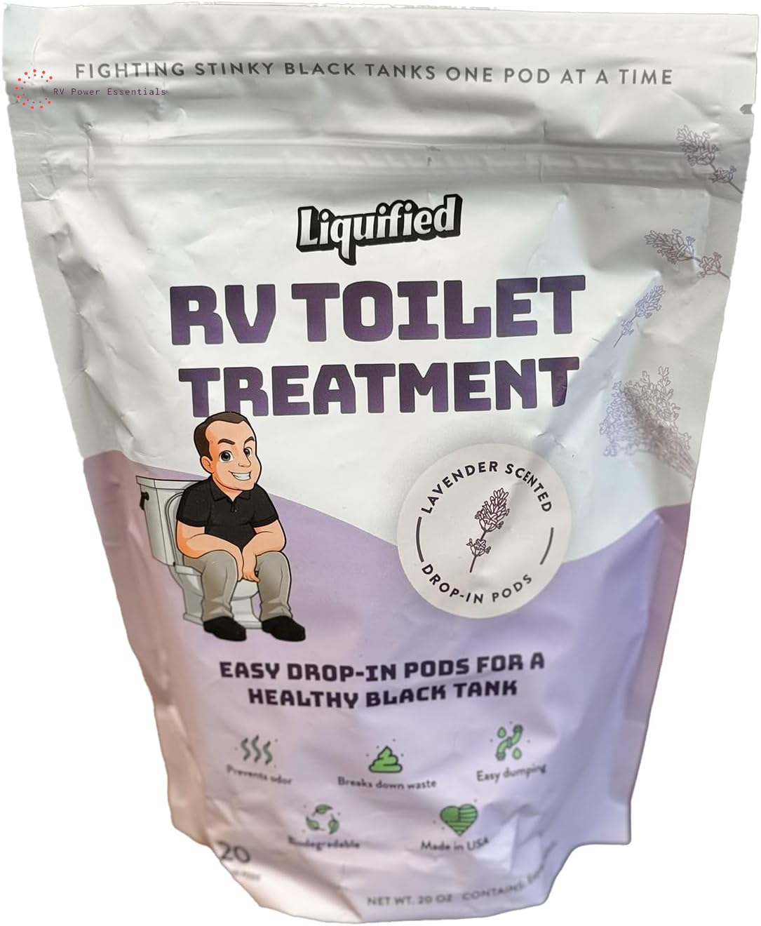 Liquified RV Toilet Treatment Drop-Ins | 60 Orange-Scented Pods | Odor Control & Waste Breakdown | Septic Safe | RV Power Essentials