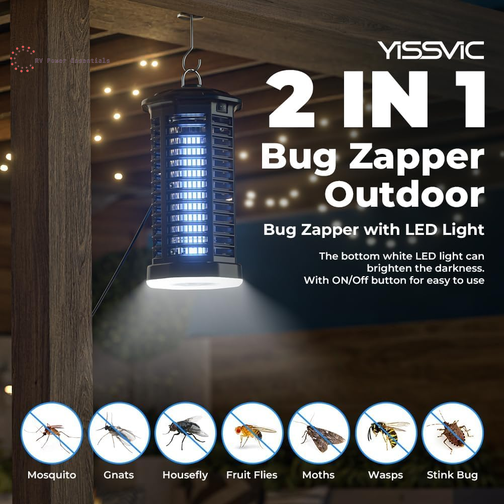 YISSVIC Bug Zapper Outdoor Indoor Waterproof Electric Mosquito Lamp Fly Zapper Killer Effective 4200V Plug in for Home Patio Office Courtyard