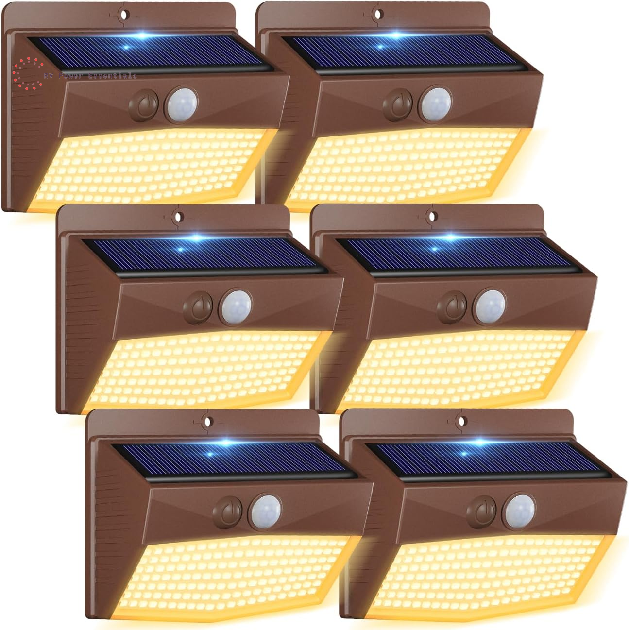 6-Pack Solar-Powered Motion Lights | Rugged, Waterproof Outdoor Lighting for RVs, Campsites, Decks & Gardens | 3 Lighting Modes for Safety and Adventure
