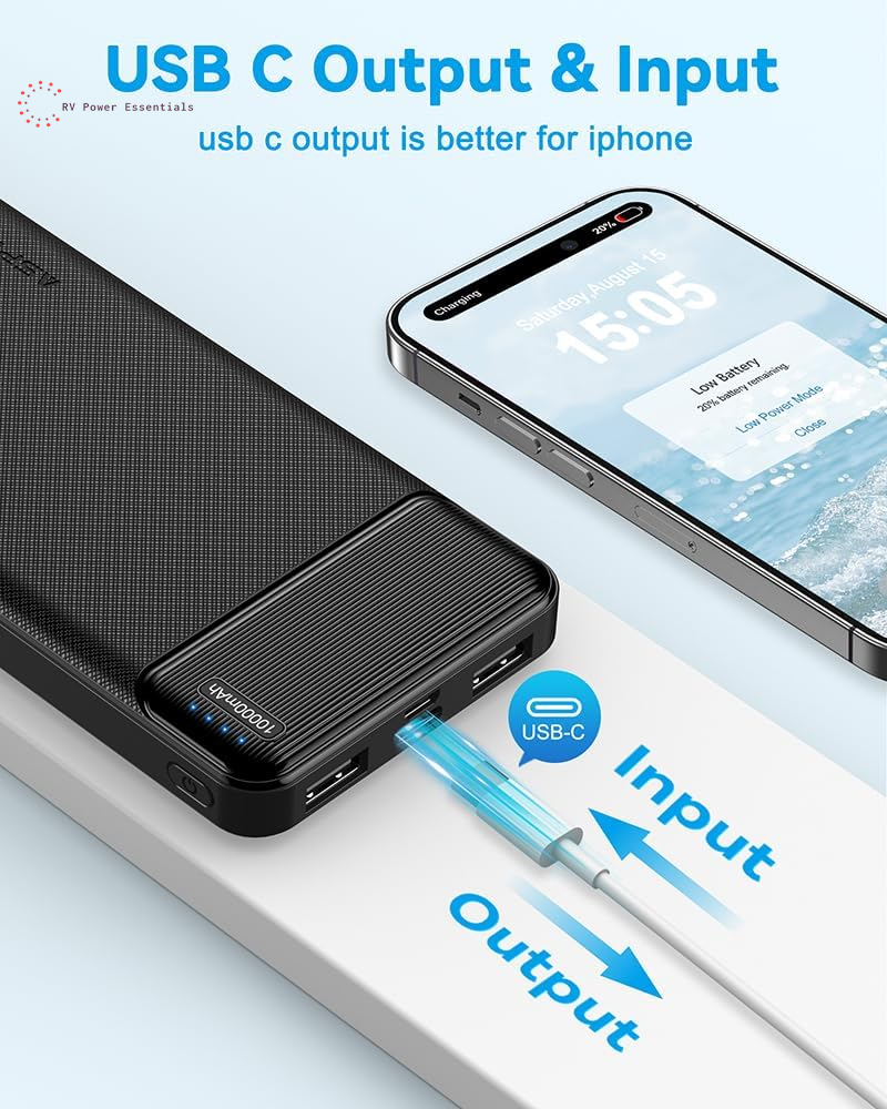 Asperx 2-Pack 10000Mah USB C Output Portable Charger Power Bank Fast Charging, Portable Phone Charger External Battery Pack for Iphone, Samsung, Google LG and Heated Vest
