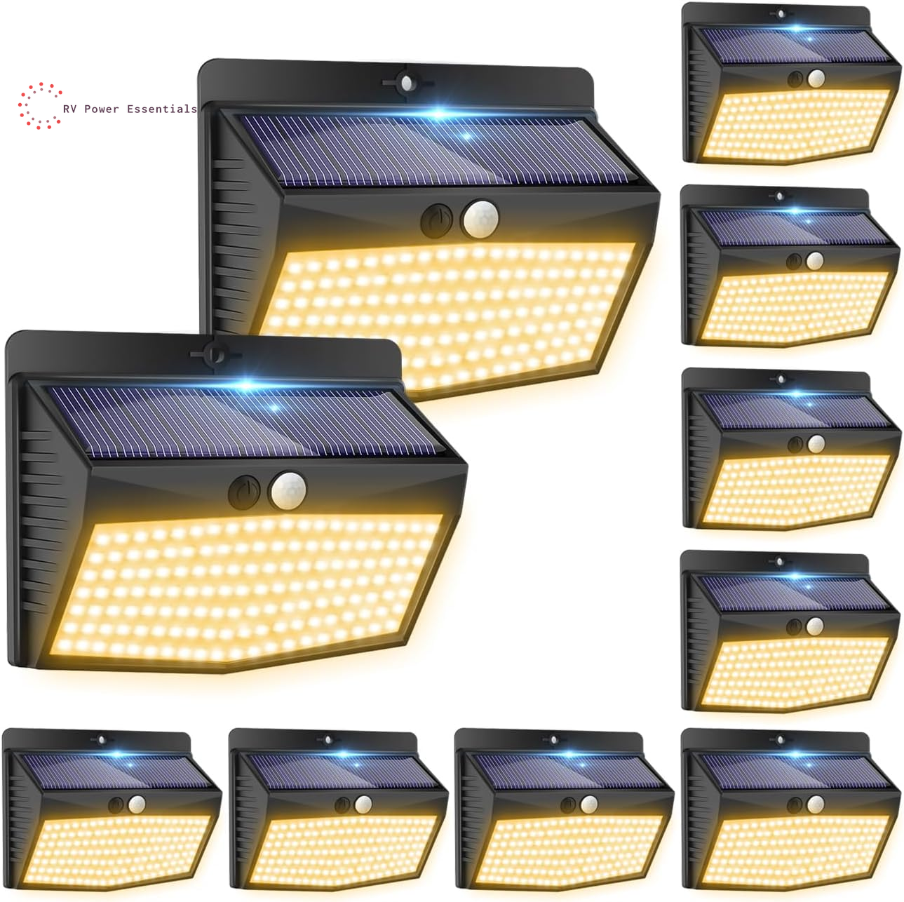 6-Pack Solar-Powered Motion Lights | Rugged, Waterproof Outdoor Lighting for RVs, Campsites, Decks & Gardens | 3 Lighting Modes for Safety and Adventure