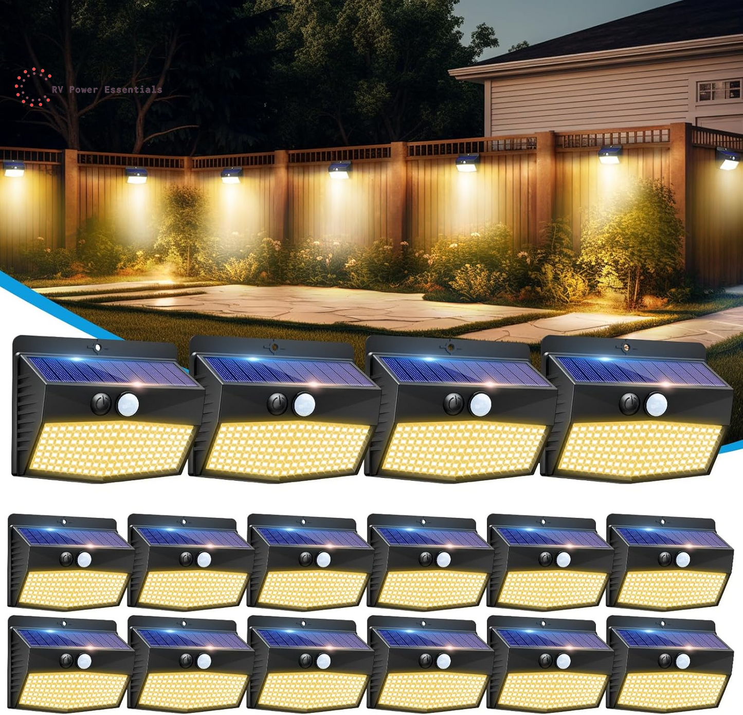 6-Pack Solar-Powered Motion Lights | Rugged, Waterproof Outdoor Lighting for RVs, Campsites, Decks & Gardens | 3 Lighting Modes for Safety and Adventure
