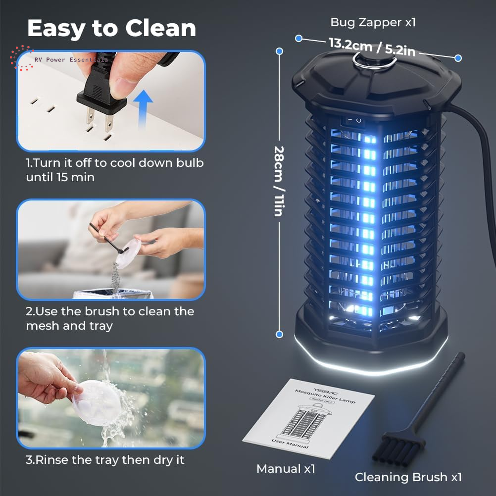 YISSVIC Bug Zapper Outdoor Indoor Waterproof Electric Mosquito Lamp Fly Zapper Killer Effective 4200V Plug in for Home Patio Office Courtyard
