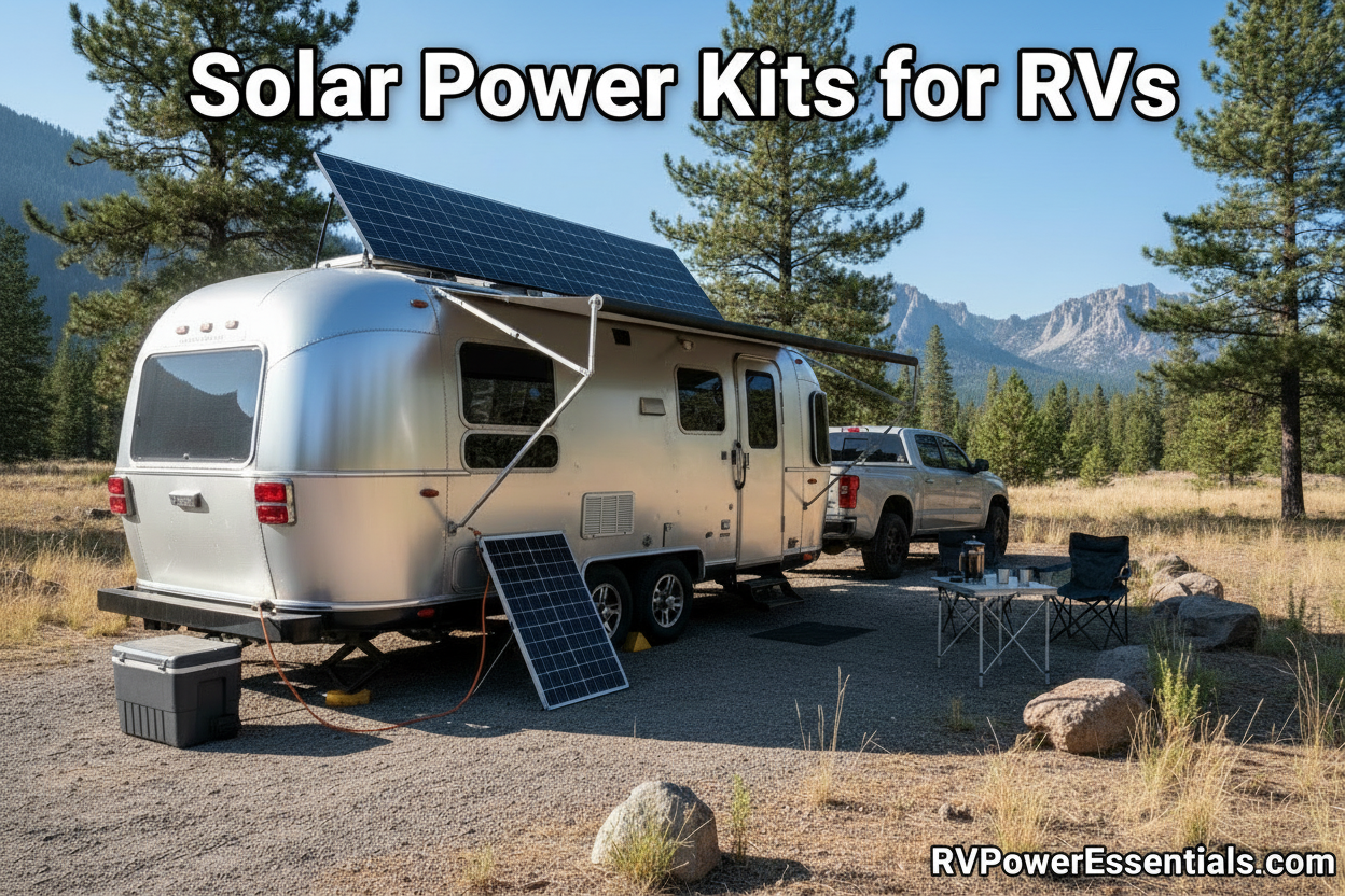 rv camper and truck demonstrating a solar powered setup to power their mobile lifestyle