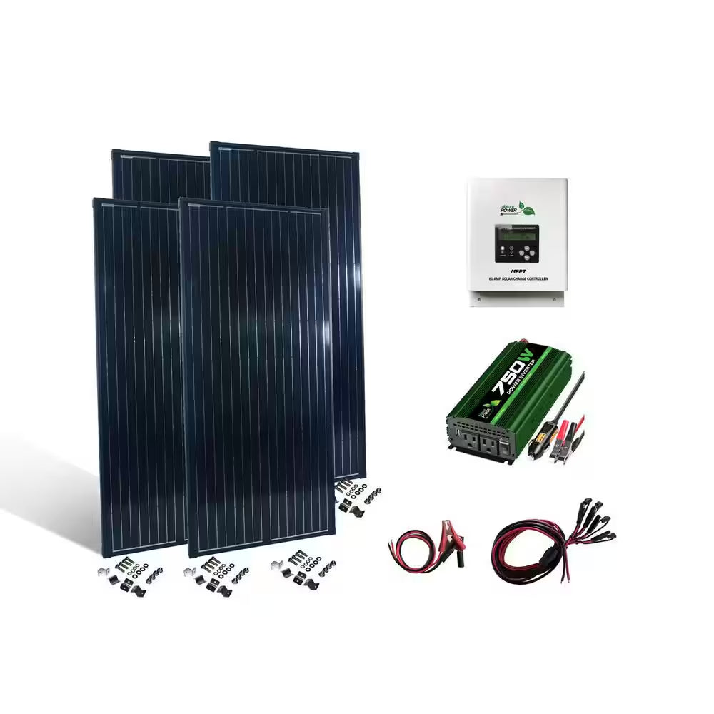 800-Watt Crystalline off Grid 12-Volt High Performance Complete Solar Panel Kit