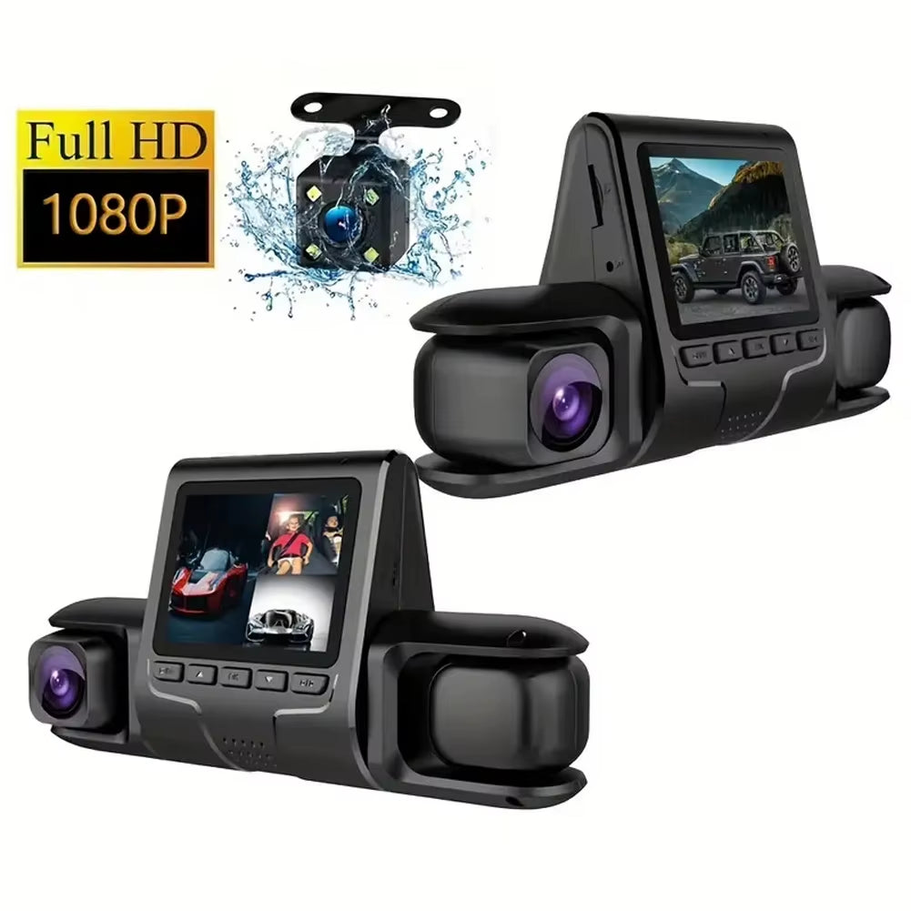 3 Camera Lens Car DVR 3-Channel HD 1080P Dash Camera Dual Lens Dashcam Video Recorder 24H Parking Monitor Dashcam