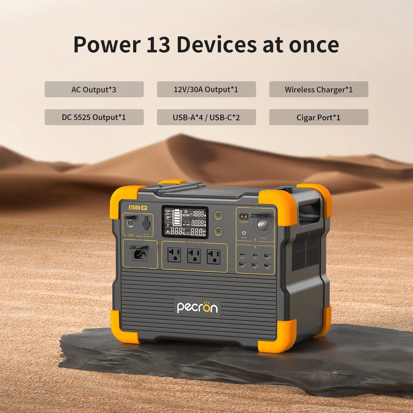 PECRON E1500LFP Expandable Portable Power Station 2200W 1536Wh