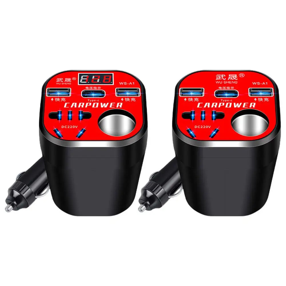 Car Mounted Cup Type Inverter Converter QC Charger Car Power Inverter 24V 12V 220V Fonte Automotiva