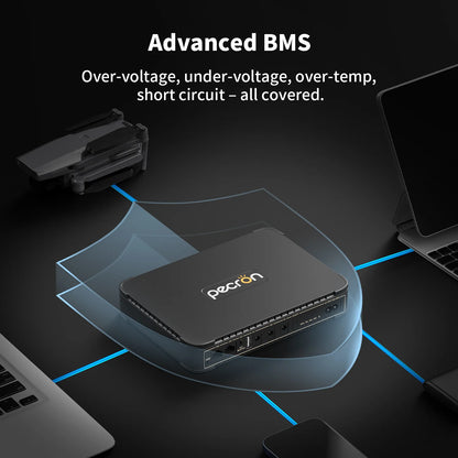 Pecron D77 DC UPS Battery Backup, 76.96Wh Small UPS for Wifi Router/Modem/Security Camera/Phone, with Poe Port, 5V/9V/12V