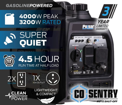 4000-Watt Super Quiet Gas Powered Inverter Generator with CO Sentry