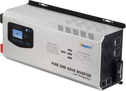 6000W Peak 18000W Pure Sine Wave Power Inverter Charger DC 48V to 120V/240V AC Output Converter off Grid Low Frequency Solar Inverter for Sealed Gel AGM Flooded Lithium Battery