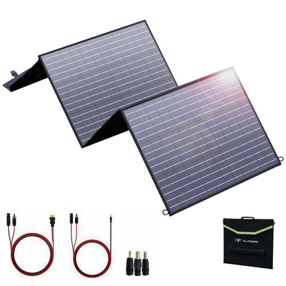 200W 18V 11A Foldable Solar Panel Kit for Camping, with MC4 Output, Adjustable Kickstand, IP66 Waterproof, Portable Solar Generator Charger for Power Station RV Campers off Grid