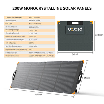 PECRON PV200 200W Portable Solar Panel Waterproof IP67