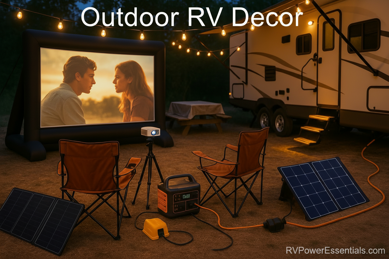 Outdoor Movie Night at RV Campsite